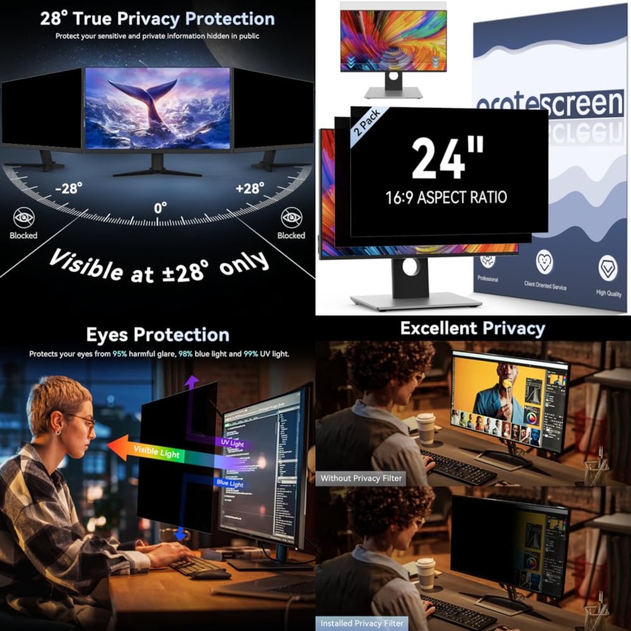 [2-Pack] 24 Inch Computer Priv - Privacy Filter 2Pack ulasan dan harga