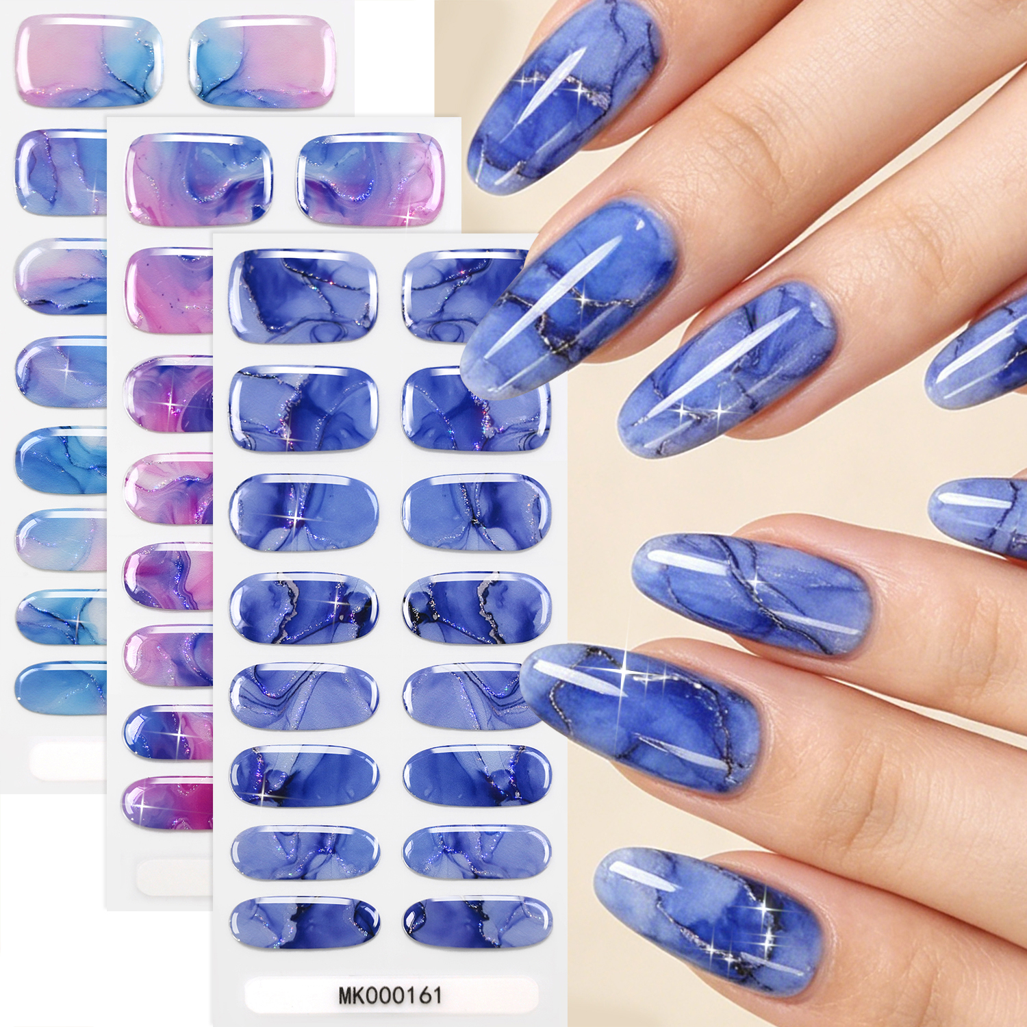 16 Pcs/Sheet Blue Purple Marbl - Full Cover Adhesive ulasan dan harga