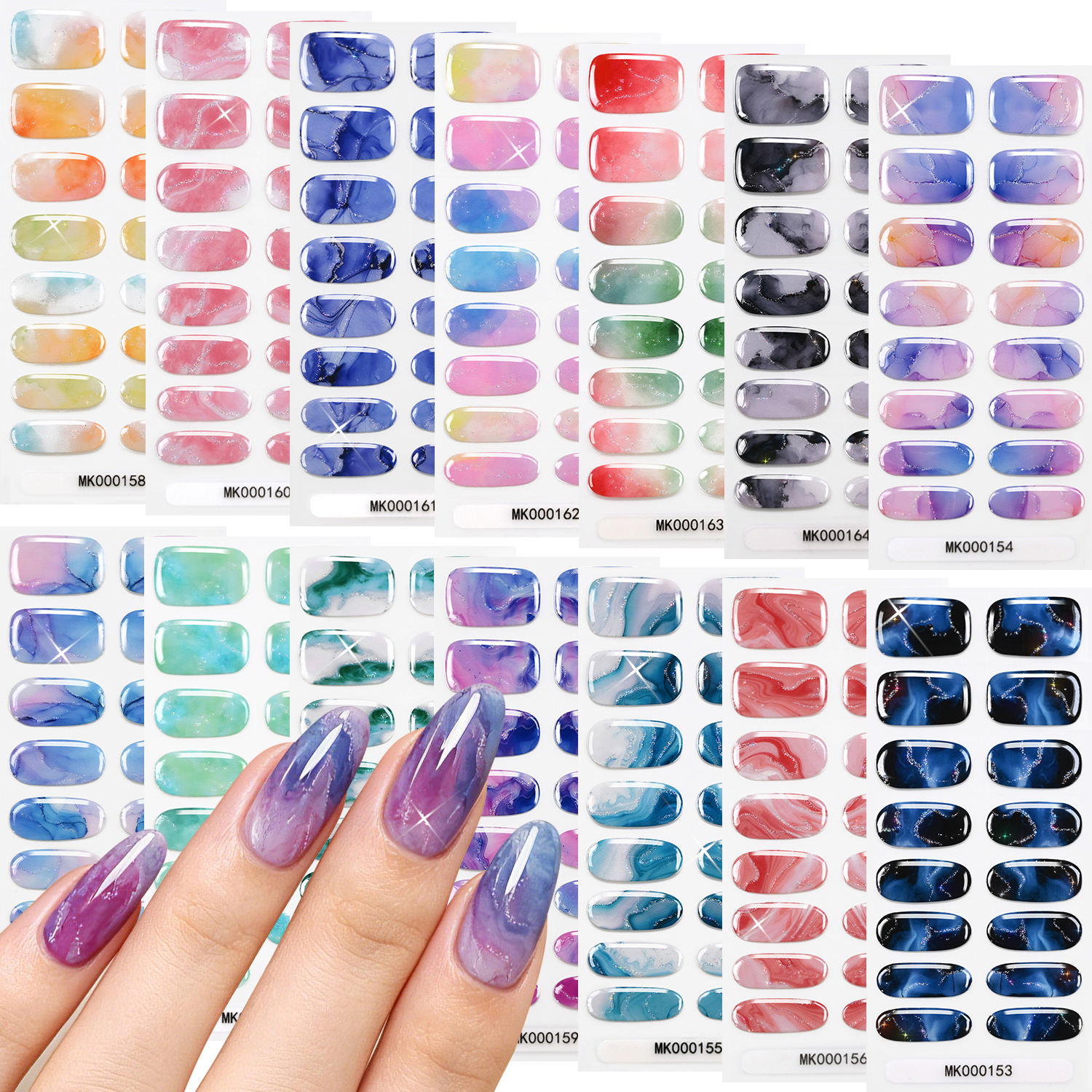 16 Pcs/Sheet Blue Purple Marbl - Full Cover Adhesive ulasan dan harga