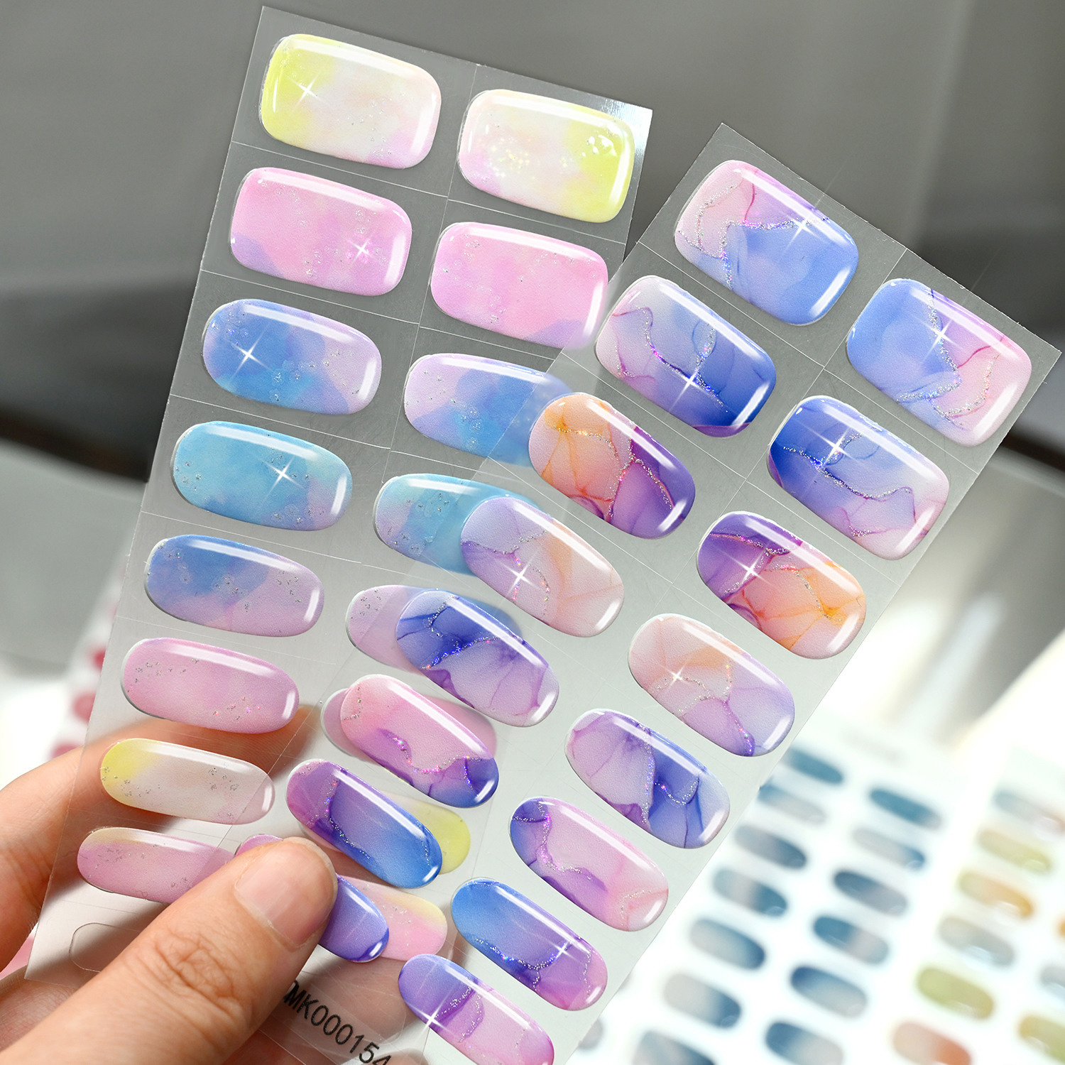 16 Pcs/Sheet Blue Purple Marbl - Full Cover Adhesive ulasan dan harga
